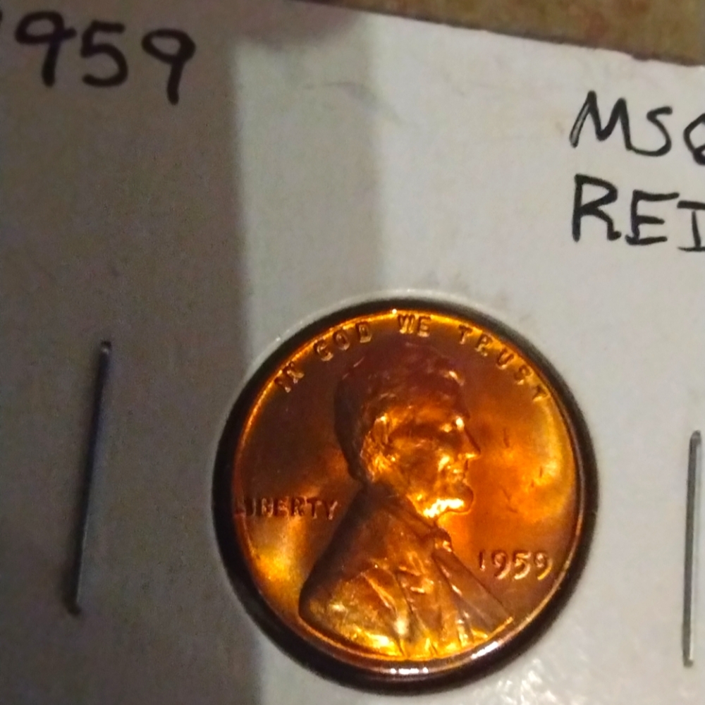 1959 Lincoln penny MS65 Red